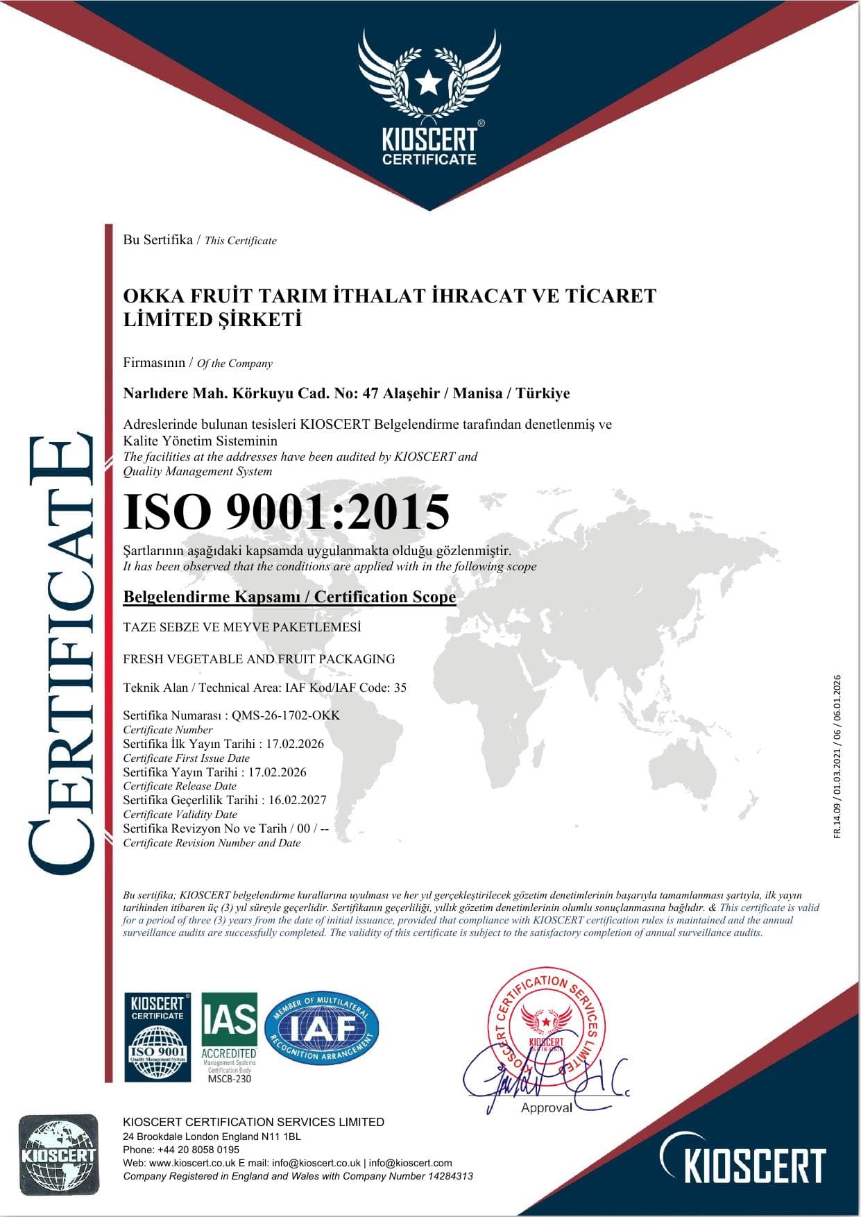 сертификат ISO 9001:2015